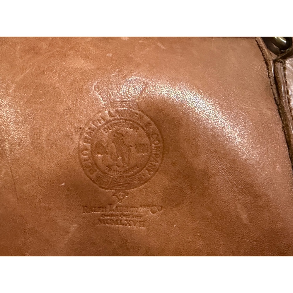 Ralph Lauren Leather Duffel Bag Unisex Large Brown Good Vintage Heritage Crest - Picture 3 of 16
